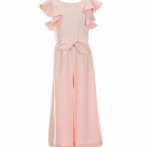 GB Tie Front Tiered Ruffle Sleeve Pink Jumpsuit 4T